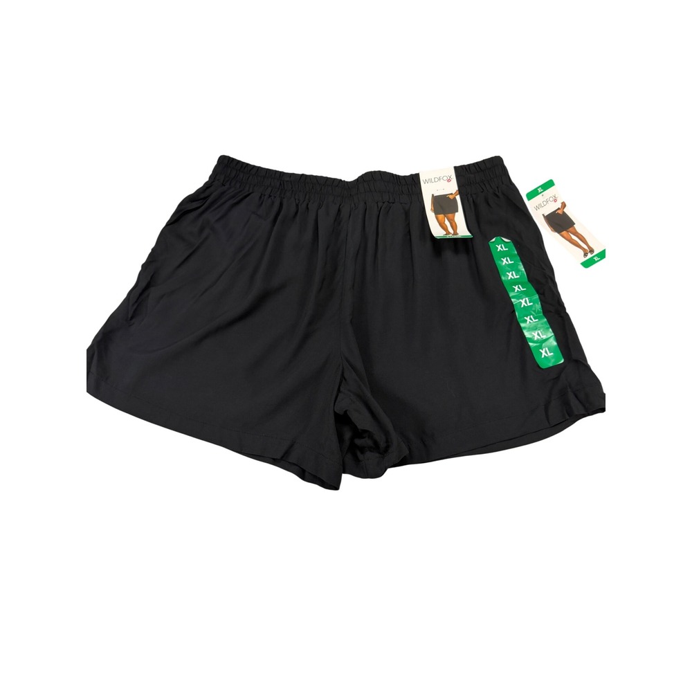 Wildfox Womens XL Black Rayon Pull On Shorts Elastic Waist Casual Pockets NEW
